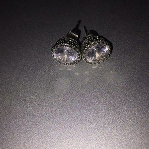 Sterling Silver Diamond Circle Earrings